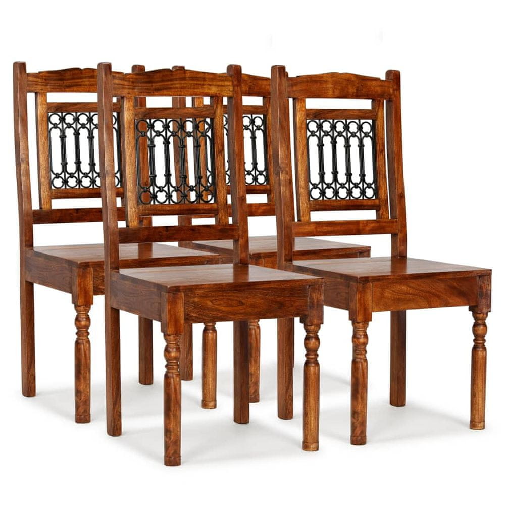 Vidaxl Jedálenské stoličky 4 ks, masív a sheeshamové drevo, klasické
